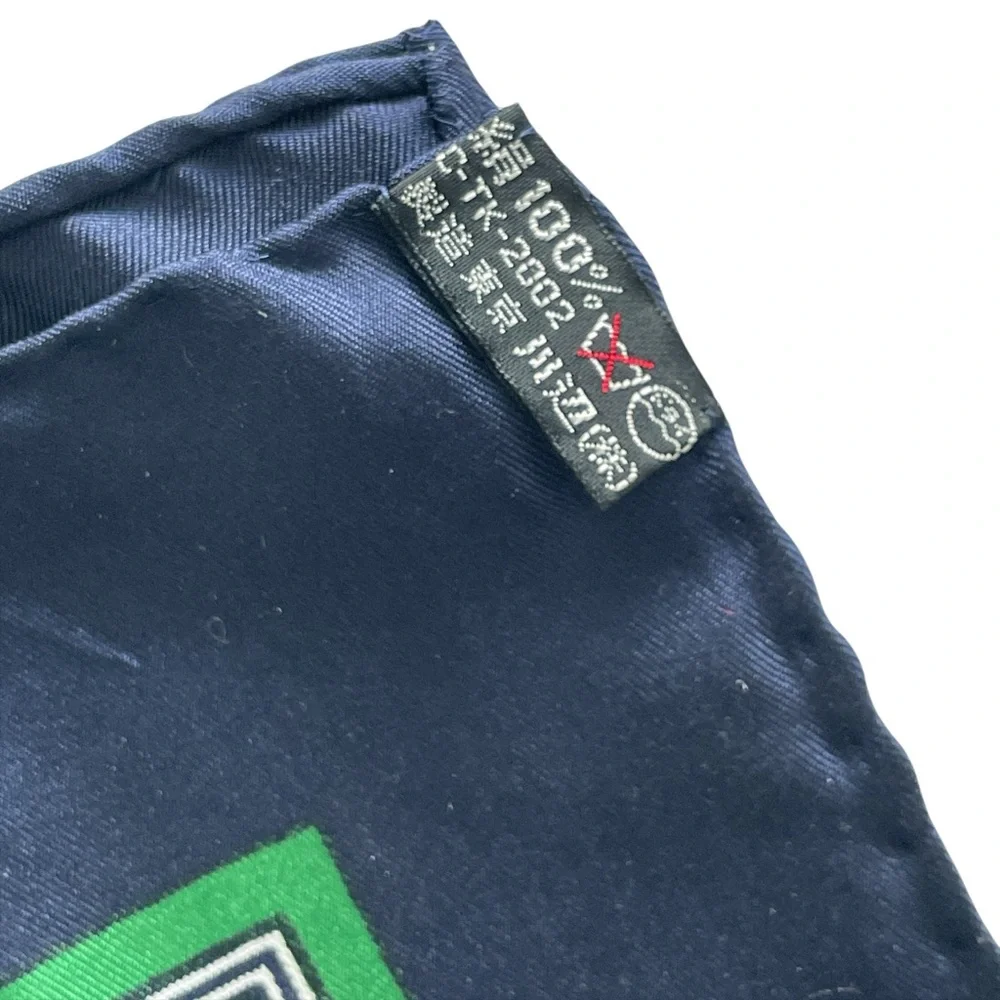 Yves Saint Laurent Vintage Navy Blue Silk Scarf w COA - Picture 7 of 16